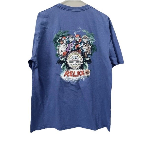 VTG Tommy Bahama Relax T-Shirt Smokin Parrots Thristy Beach Club Lavender Purple - Picture 2 of 2